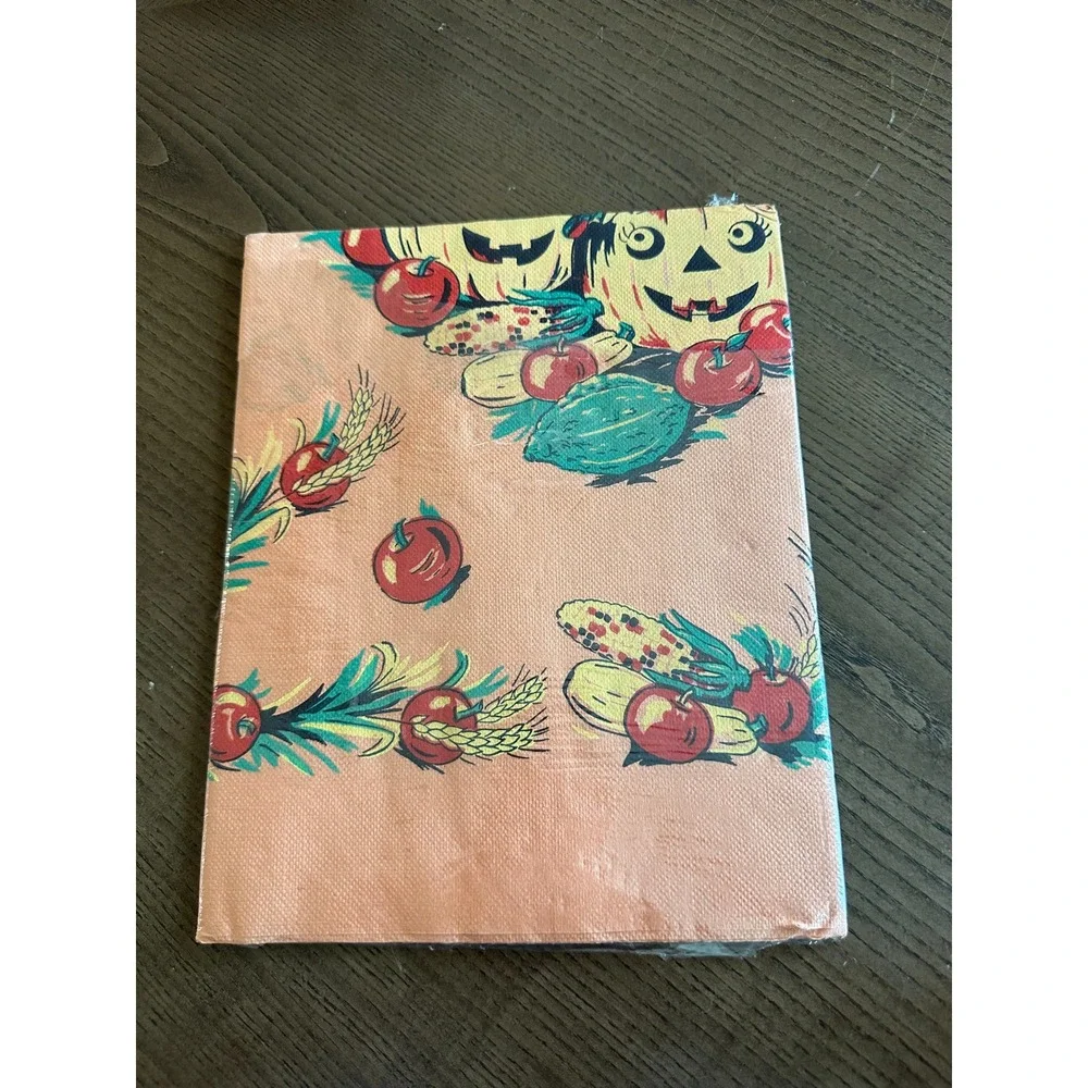 Beach Vintage Halloween Crepe Paper Tablecloth NOS Harvest Pumpkin 86x54 Orange